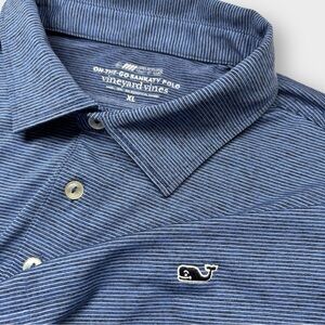 Vineyard Vines XL OTG Sankaty Polo Blue Stripe Performance Short Sleeve